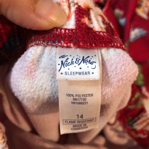 Vtg. Nick & Nora Festive Red Kids Pajamas Size 14 - Picture 9 of 10